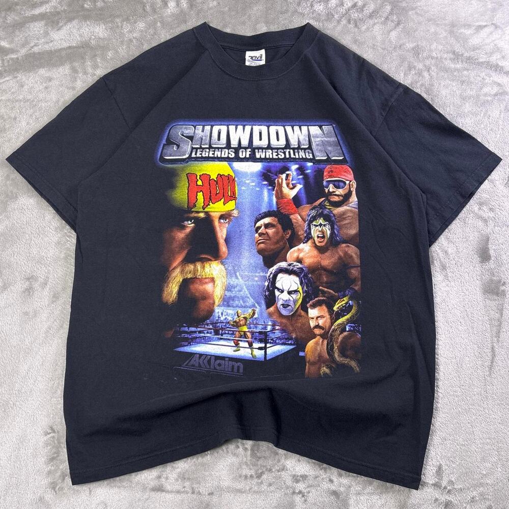 VTG Showdown Legends of Wrestling Hulk Hogan Promo T-Shirt Men’s L PS2 WWE WCW